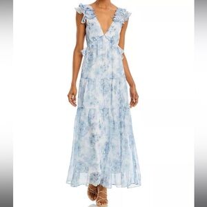 Aqua Blue Floral Maxi Dress